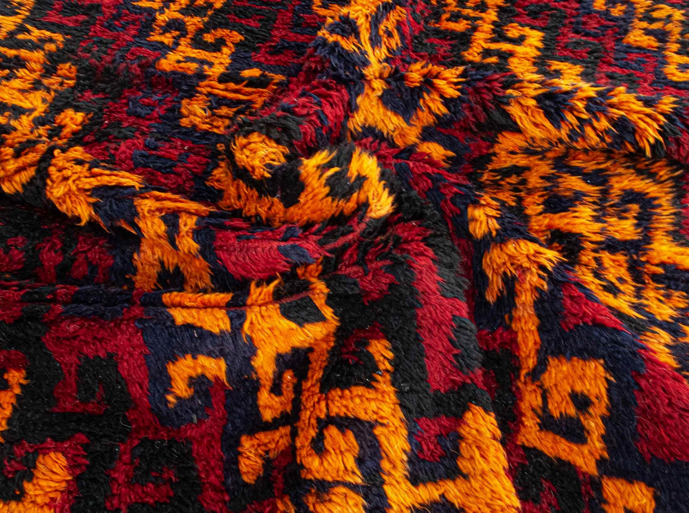 Authentic Vintage Turkish Tulu Rugs : Red Yellow Carpet