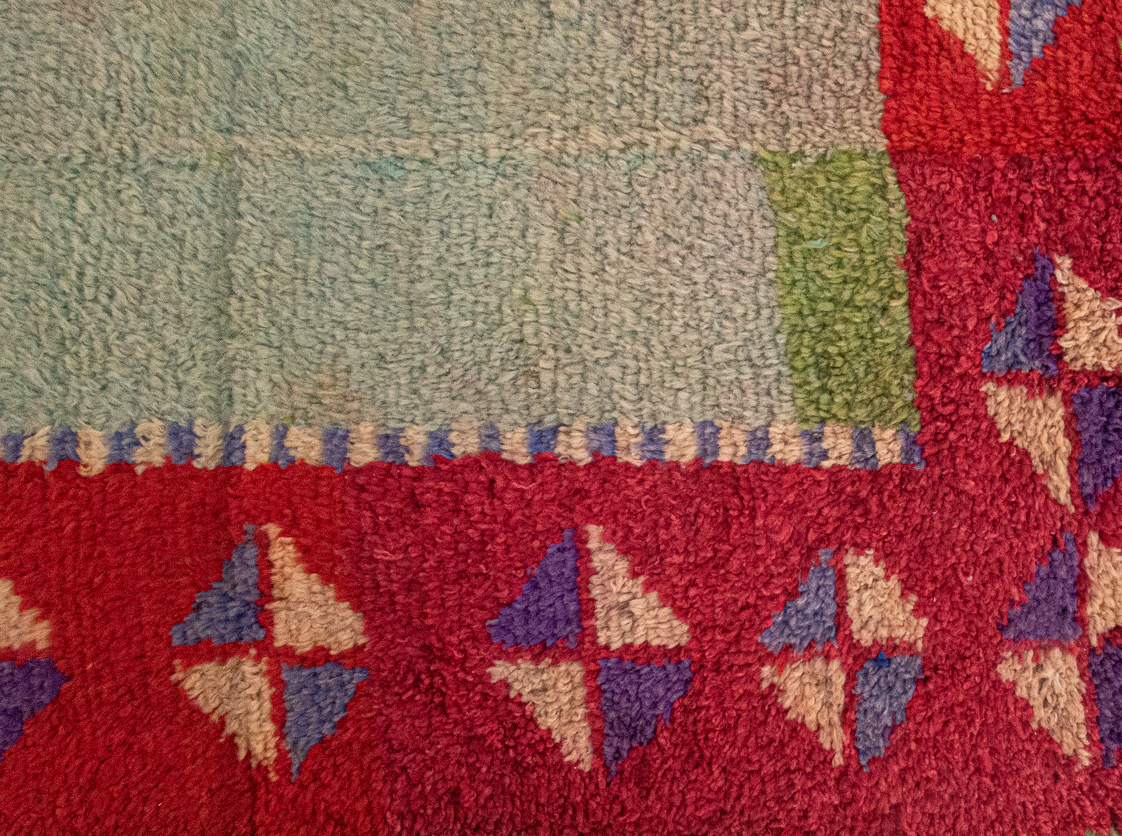 Authentic Vintage Turkish Tulu Rugs : Red Green Color Framed Carpet | 118x160 cm 3.88x5.25 ft | TL013811 5 authentic vintage Turkish tulu rugs