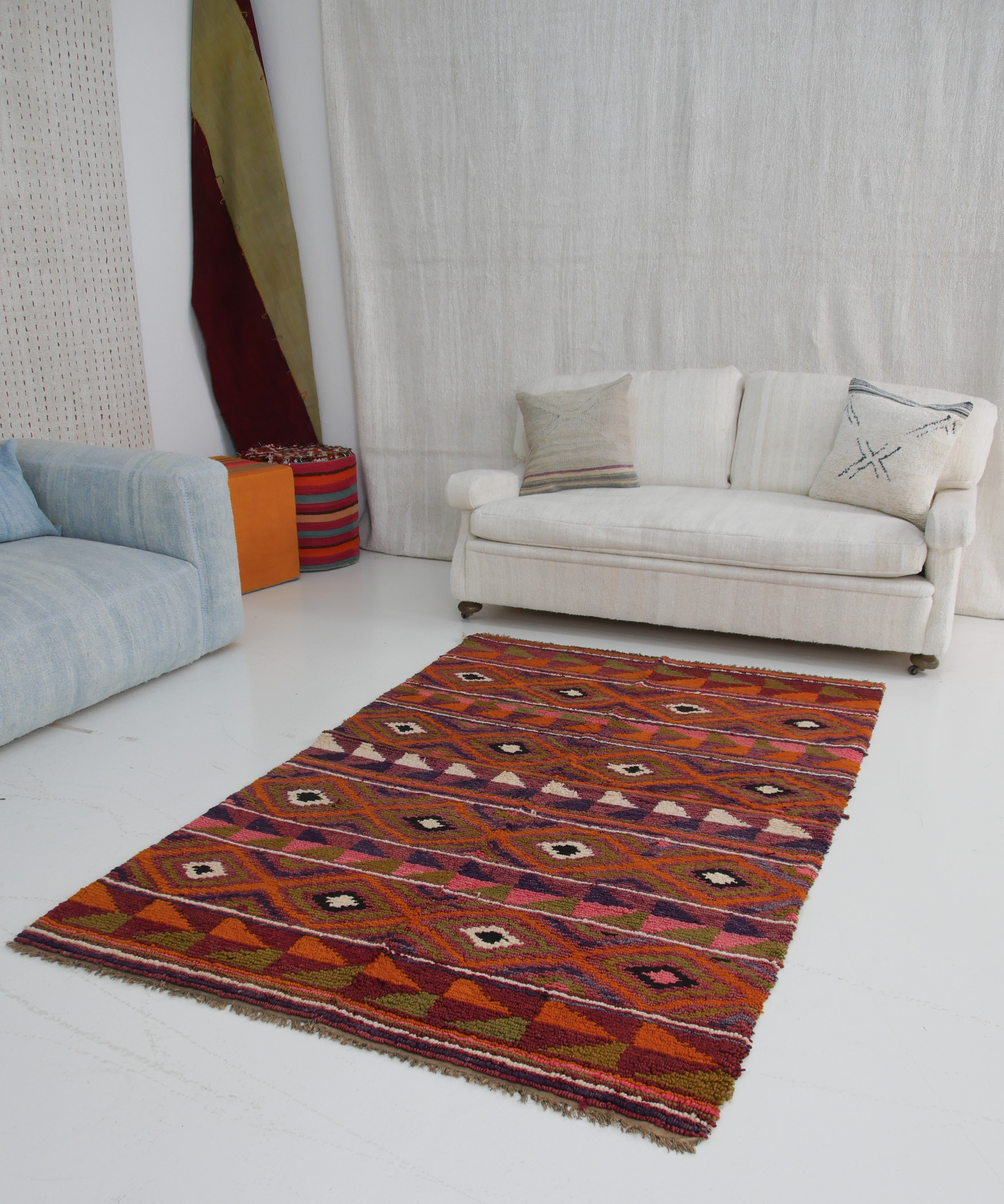 Authentic Vintage Turkish Tulu Rugs: l Multi Color Carpet | 138x215 cm 4.6x7 ft | TL043814 7 authentic vintage Turkish tulu rugs
