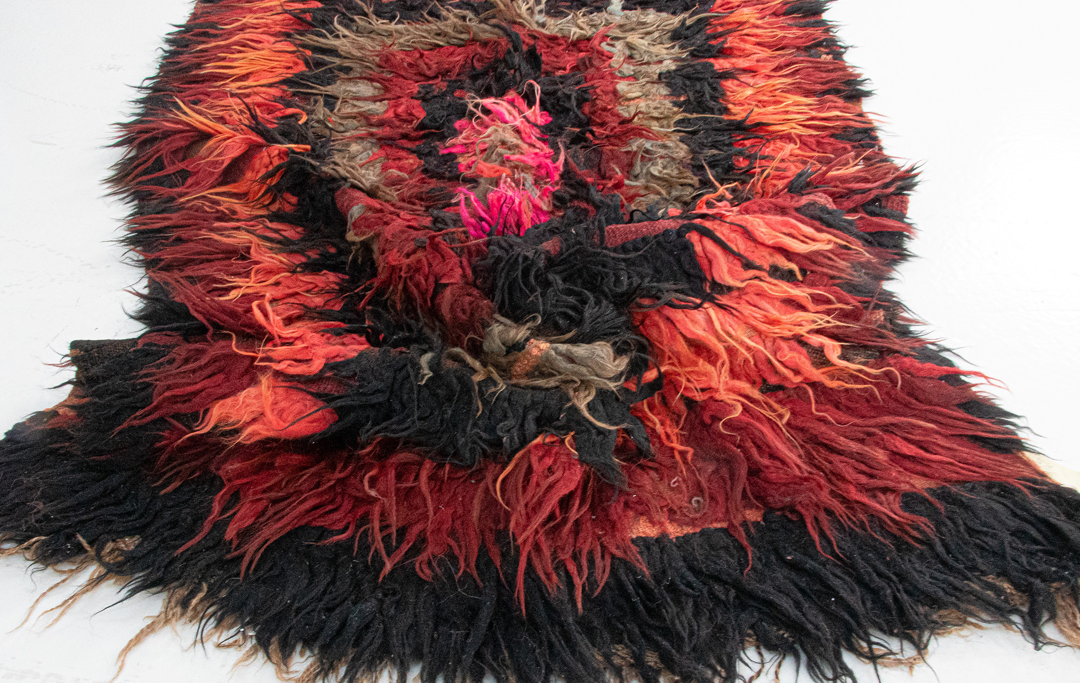 Authentic Vintage Turkish Tulu Rugs : Red-Black Runner | 126x234 cm 4.2x7.8 ft | TL051415 6 authentic vintage Turkish tulu rugs