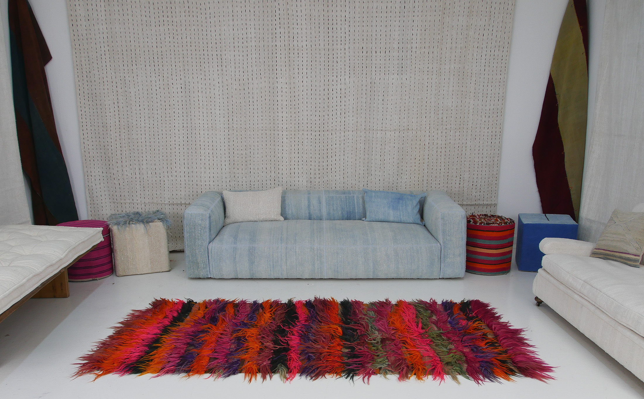 Authentic Vintage Turkish Tulu Rugs : Multicolor-Striped Carpet | 118x259 cm 3.9x8.5 ft | TL059518 7 authentic vintage Turkish tulu rugs