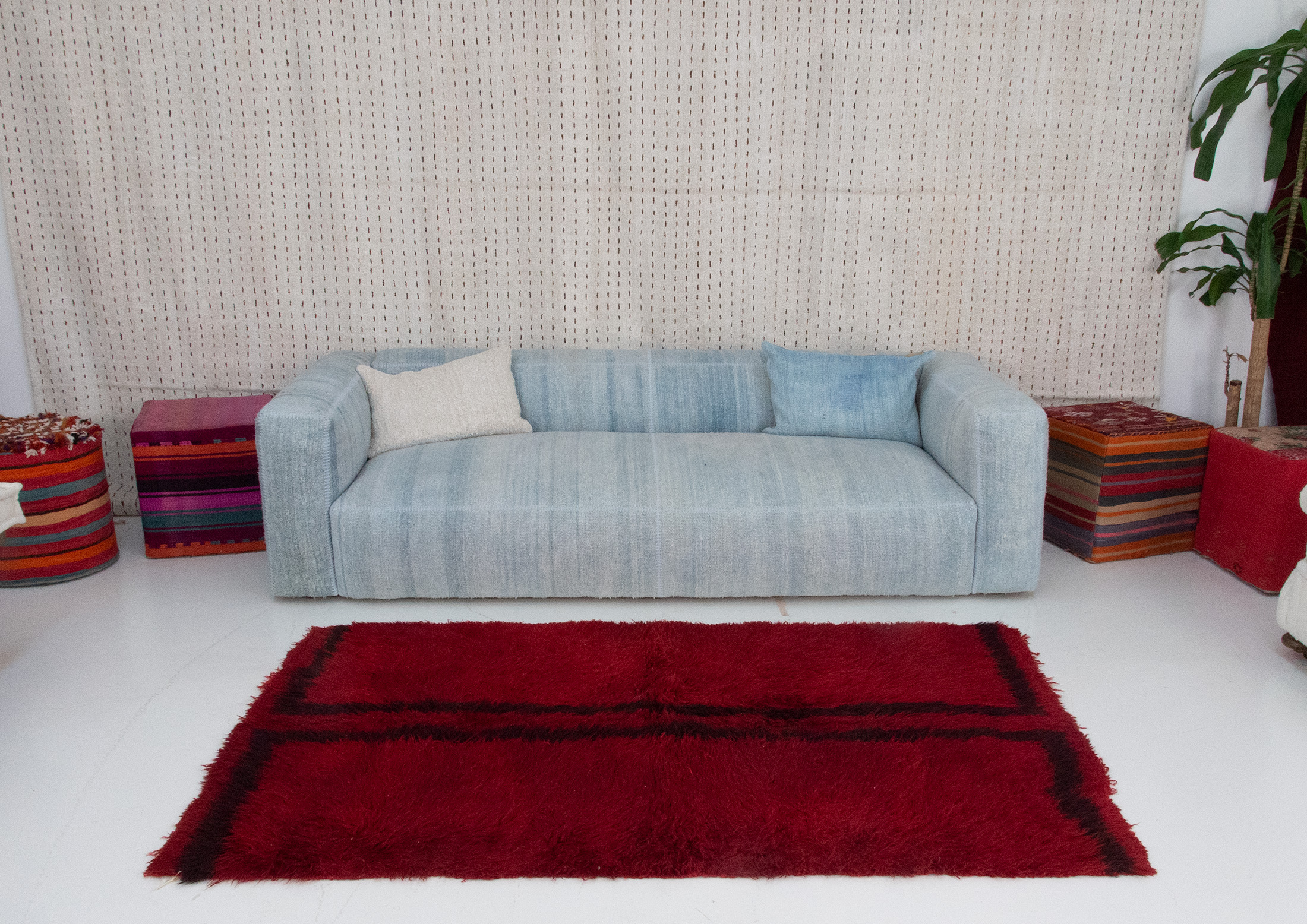 Authentic Vintage Turkish Tulu Rugs: l Red Color Carpet | 137x208 cm 4.5x6.8 ft | TL067518 5 vintage tulu rug