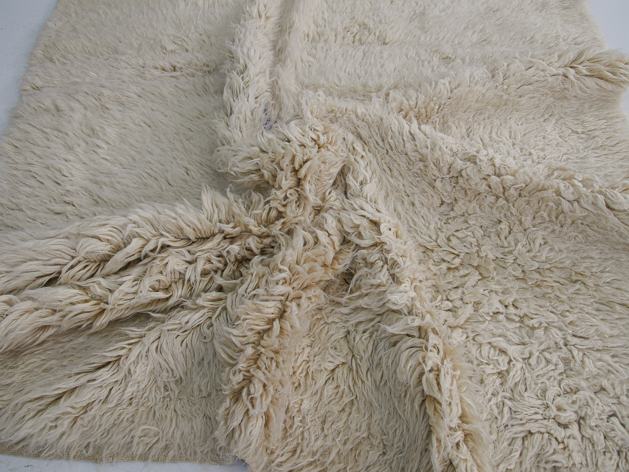 Authentic Vintage Turkish Tulu Rugs : Natural White Color Carpet | 156x230 cm - 5'1x7'7 ft - 3.58 m2 | TL070519 5 vintage tulu rug
