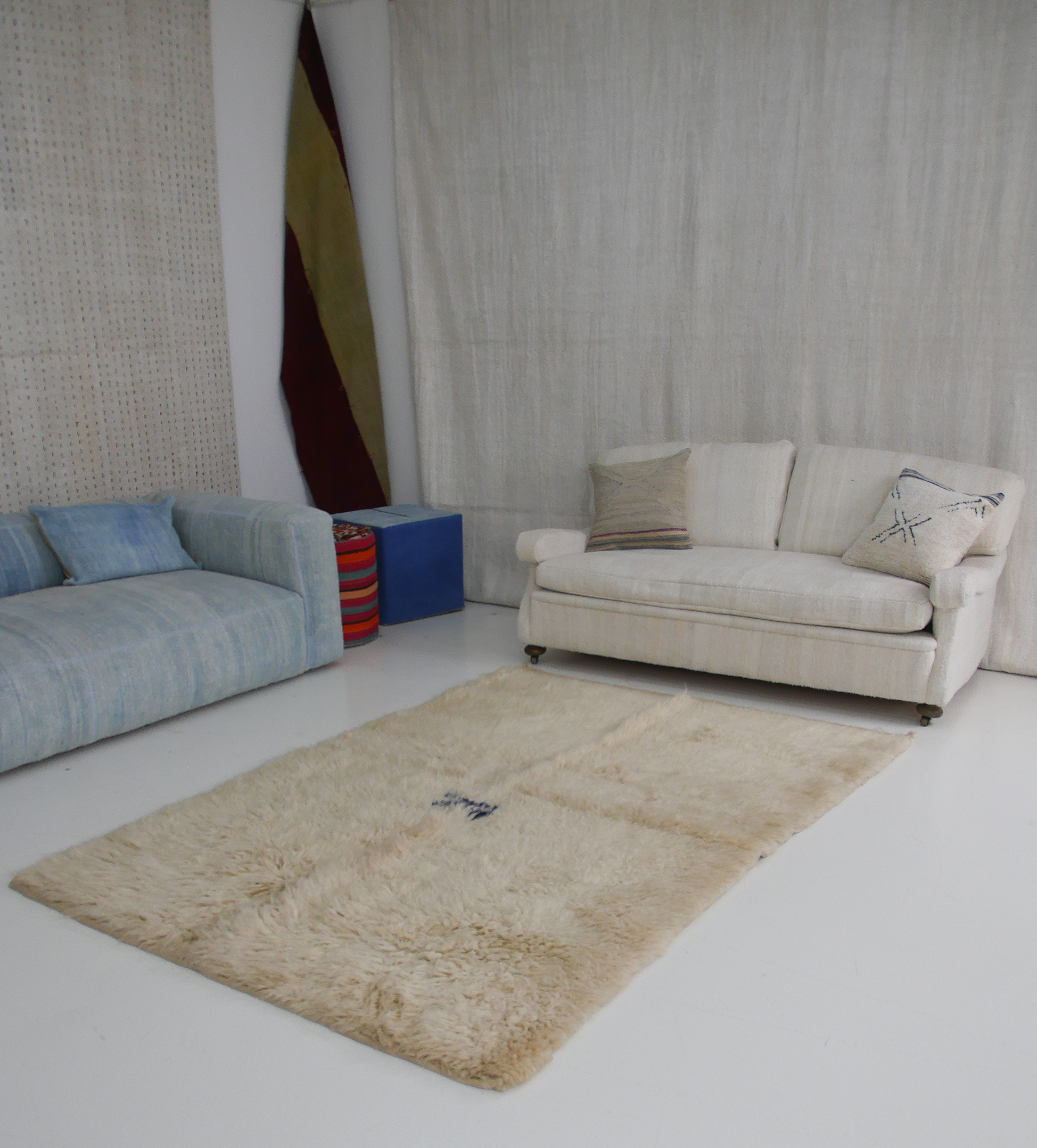 Authentic Vintage Turkish Tulu Rugs : Natural White Color Carpet | 156x230 cm - 5'1x7'7 ft - 3.58 m2 | TL070519 8 vintage tulu rug